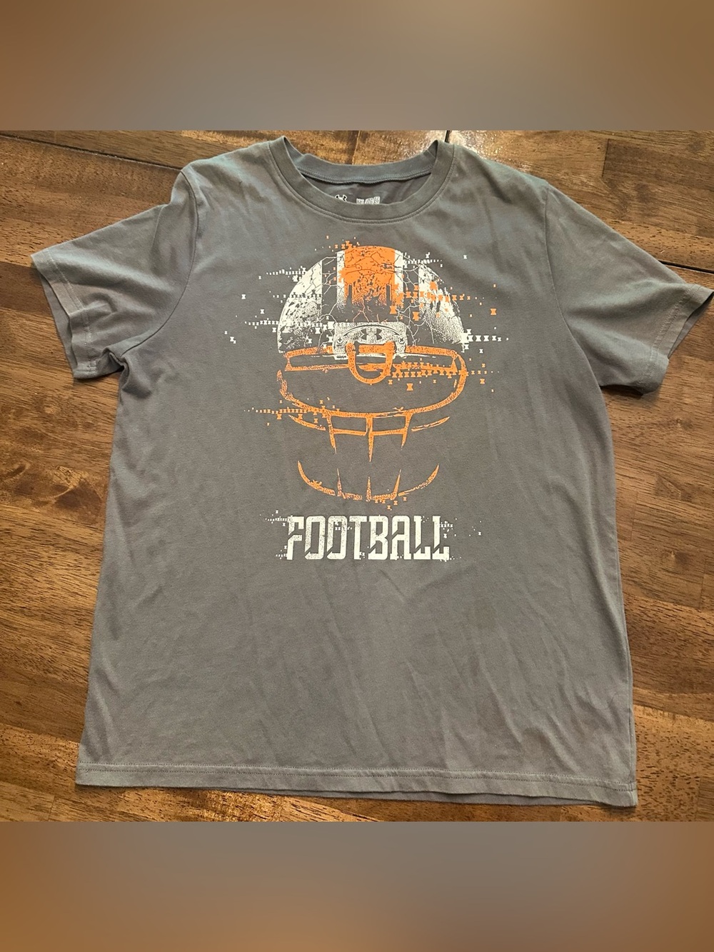 Under Armour Gray Tee with Orange & White Helmet Graphic